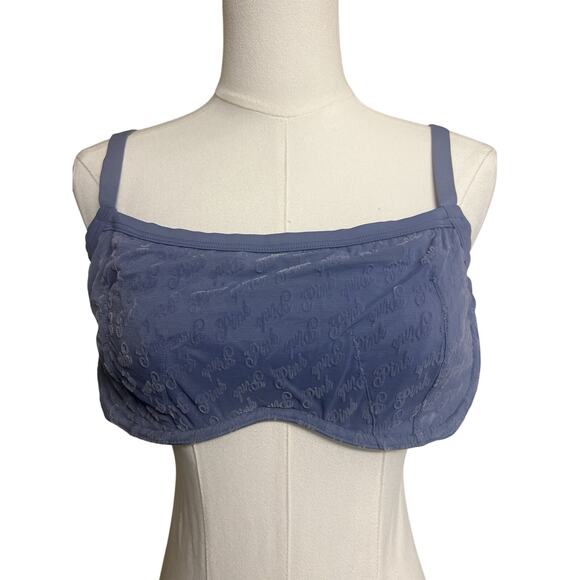 Victoria's Secret PINK Wink Unlined Scoop Bra Women Size XL All Over Logo - Picture 2 of 13